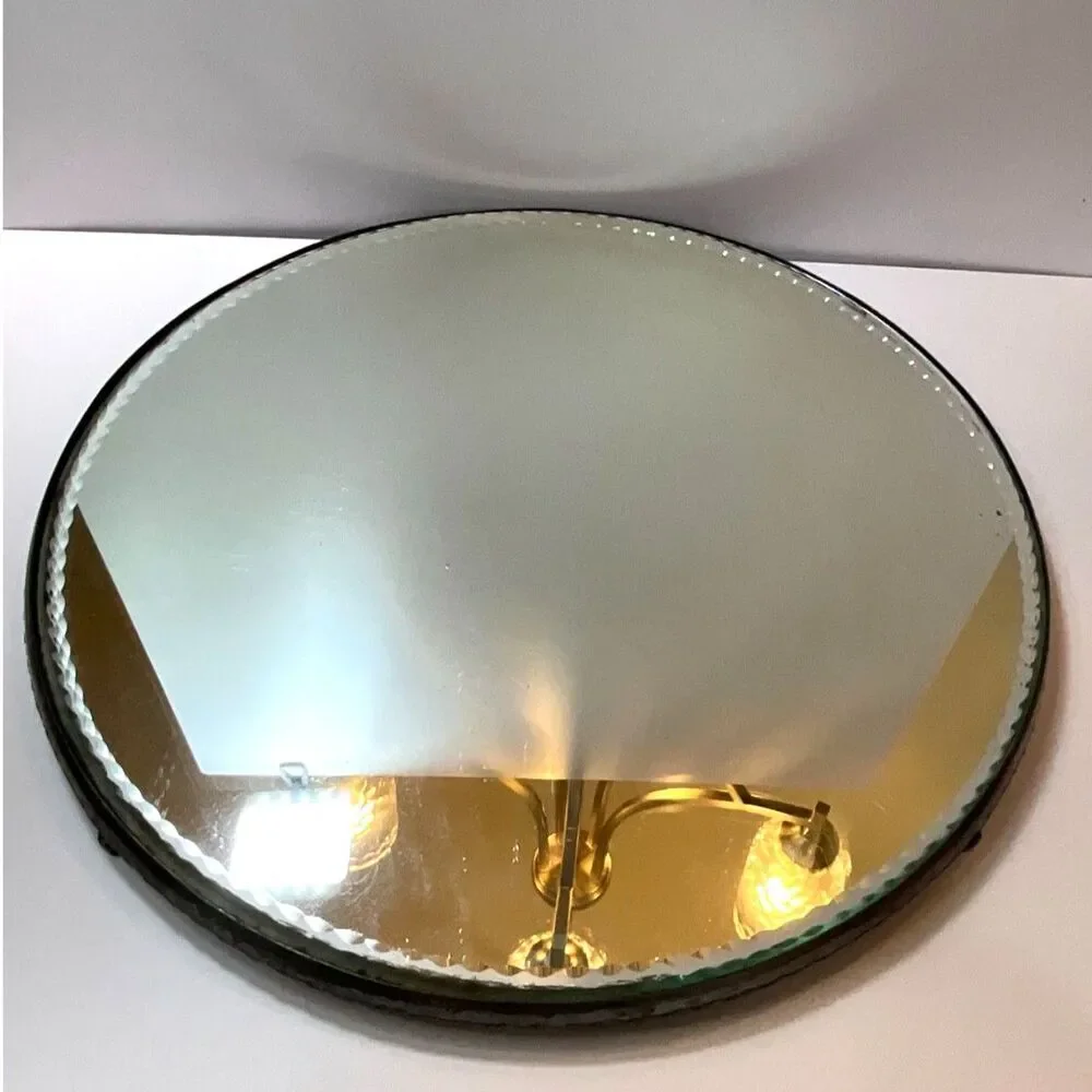 Gorgeous vintage large plateau mirror silver trim must see